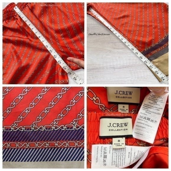 J.Crew Collection NWOT sunset silk chain print blouse + crop pant set - Picture 14 of 15